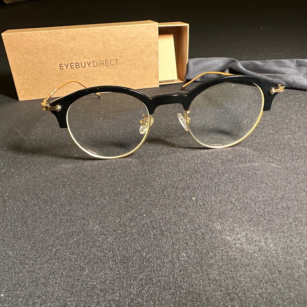 EyebuyDirect Irvin Glasses Gold Metal Frames 49-22-148 C1‎ Men's Black Designer